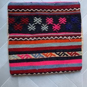 Vintage Kilim wool pillow cover 16”x16”